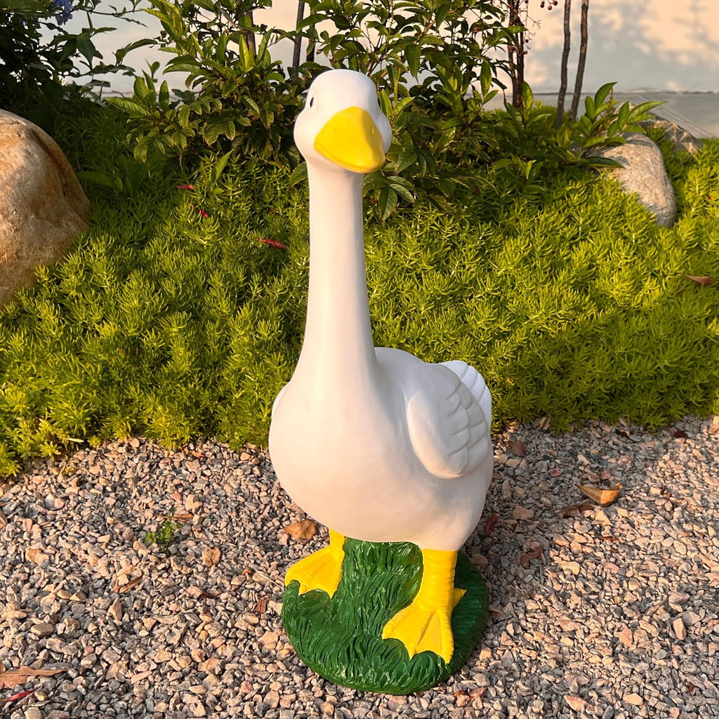 20′′ Porch Goose Statue Garden Decor, Durable Resin Sculpture Hand-Painted | No Sand Infill Required, Large Realistic