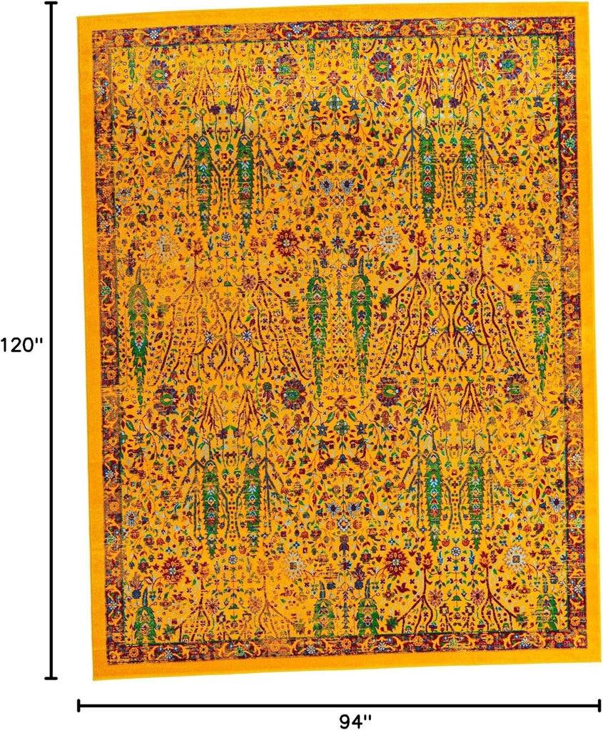Calypso Rug - 7' 10 x 10' Yellow Area Rug - Stain-Resistant Botanical Design
