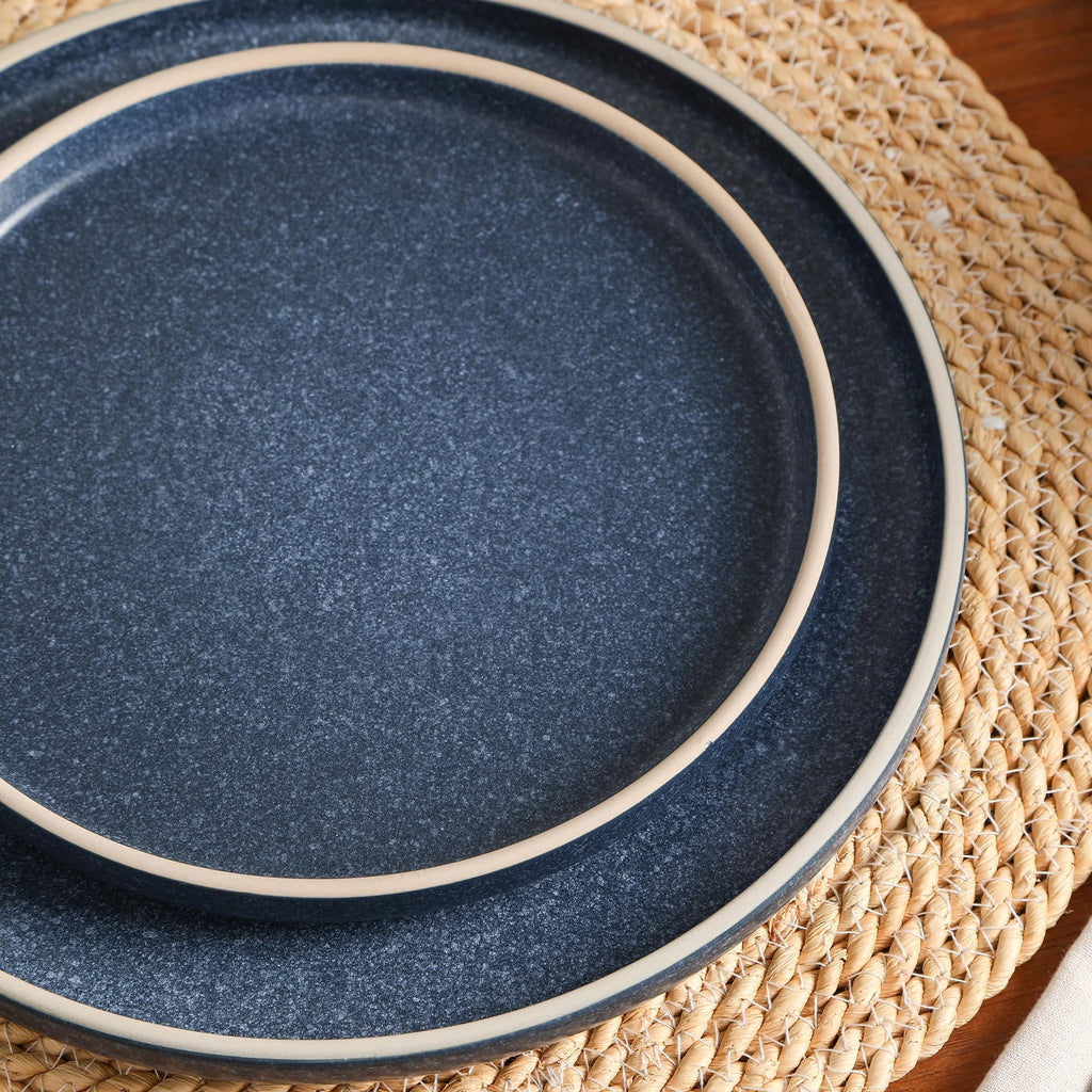 Amber 12-Piece Dinnerware Set Stoneware, Dishwasher and Microwave Safe Plates and Bowls Set, Dish Set for 4, Blue