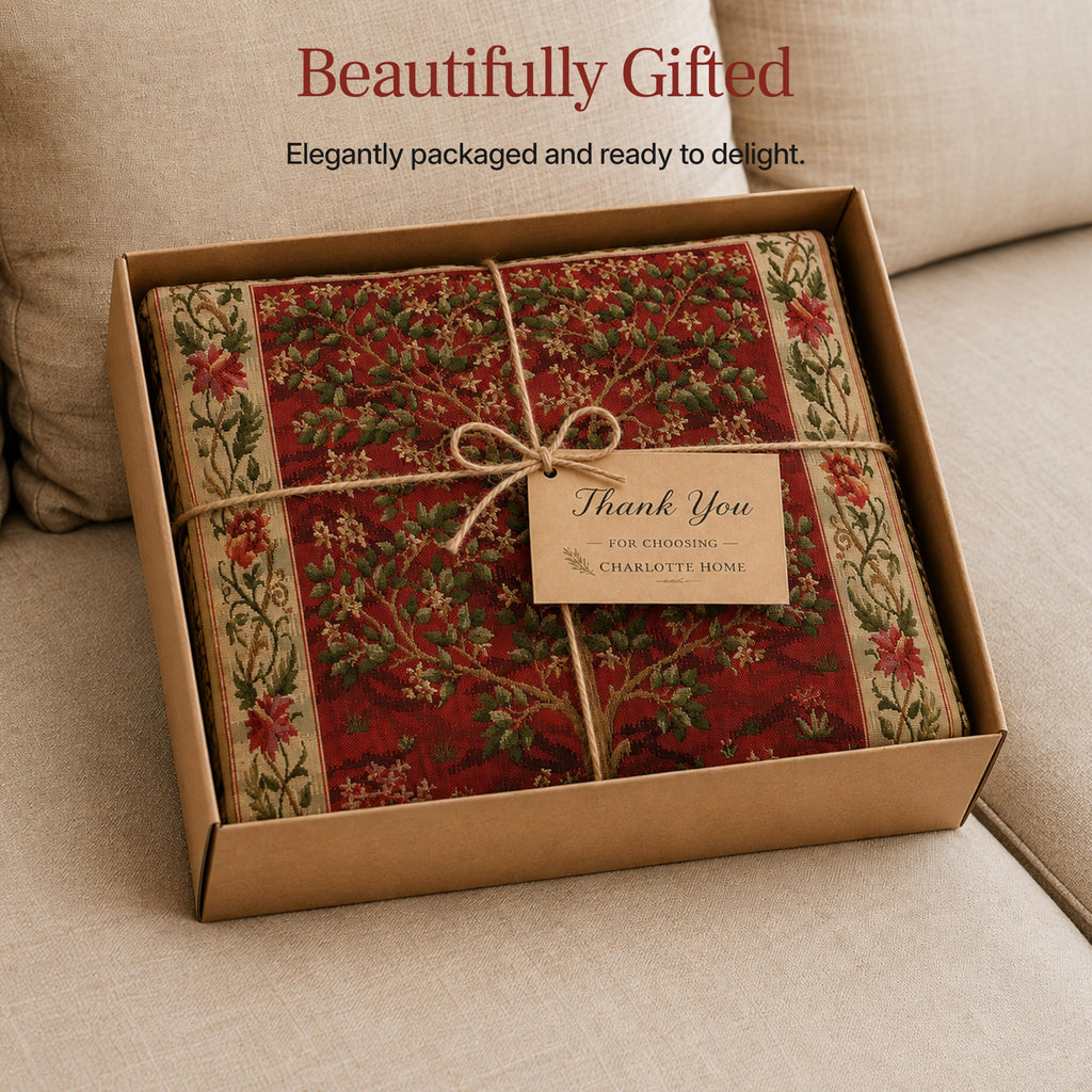 William Morris Tree of Life Red I Tapestry Throw Pillow Cover 18 x 18 in
