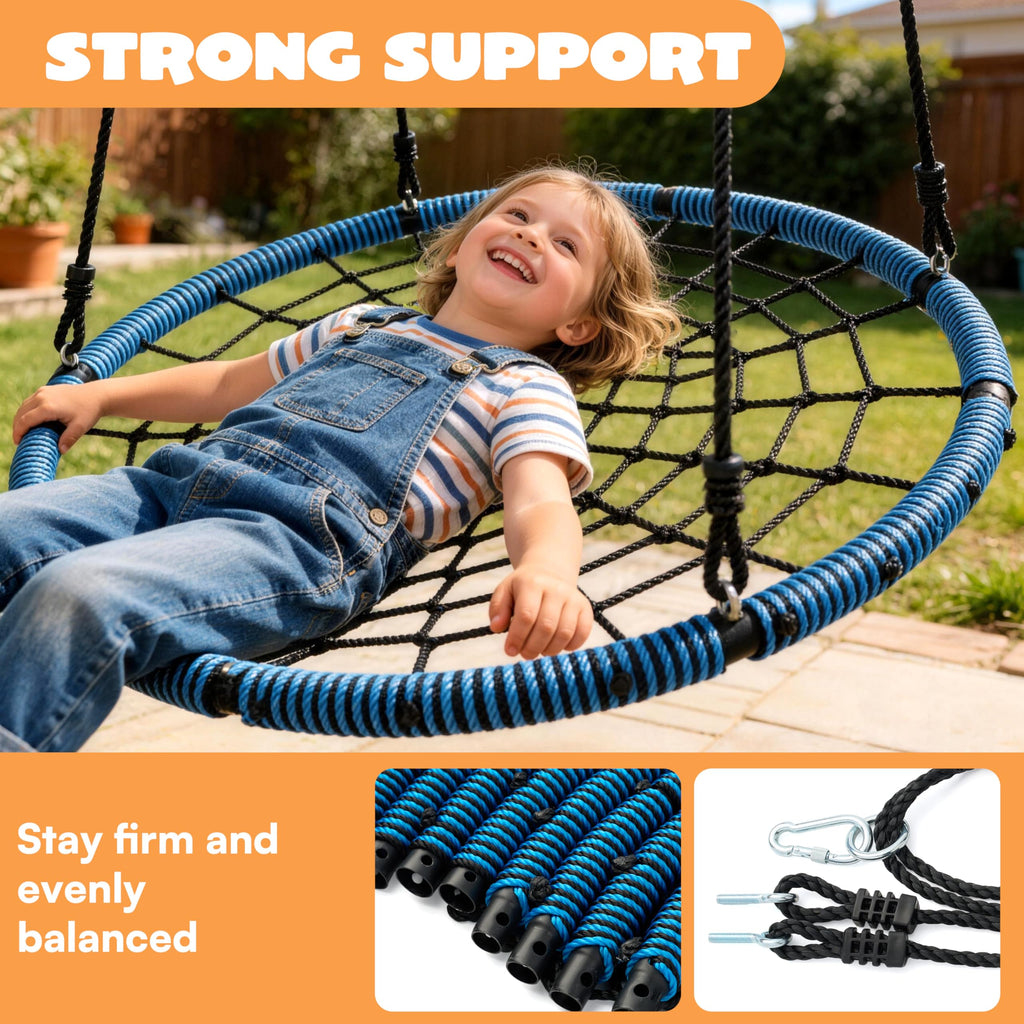 40 Inch Spider Web Saucer Swing, 750lbs Heavy Duty Tree Swings for Kids Outdoor, Net Swing for Backyard & Playground