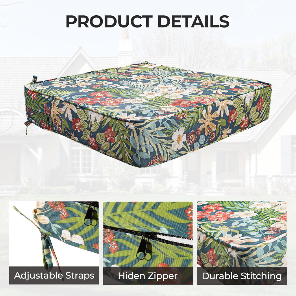 Outdoor Chairs Cushions with Back, Zippered Patio Back&Seat Cushion, 24" x 24" Waterproof Deep Seat Cushions