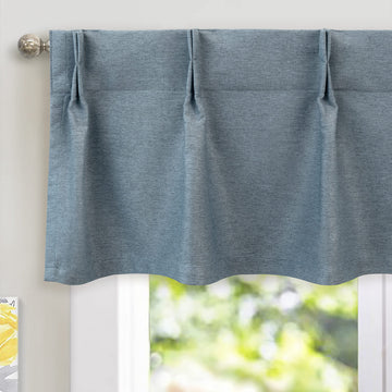 Pinch Pleat Valance Window Blackout Faux Linen Textured Solid Valance 16 Inch Farmhouse Linen Curtain Valance Window