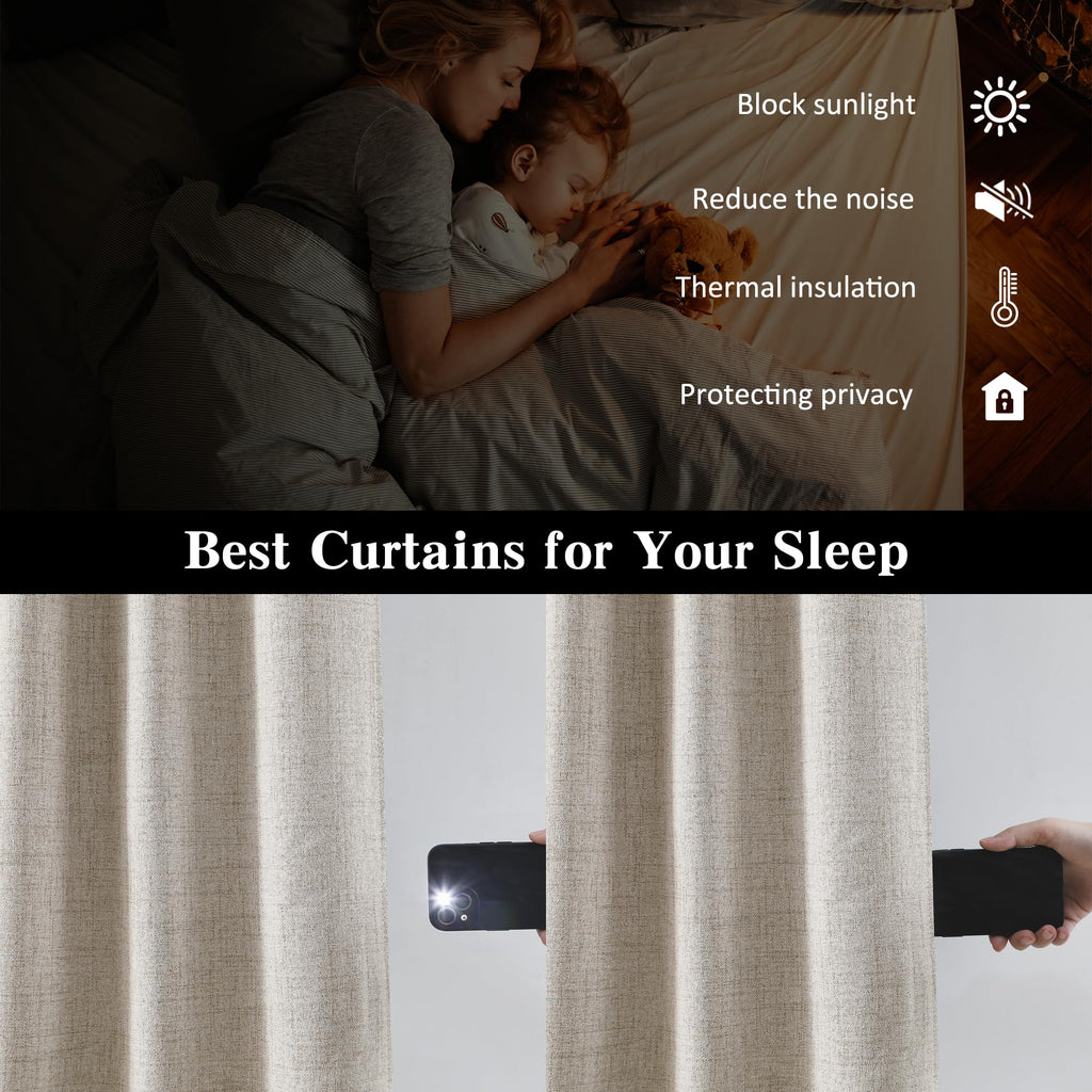 Extra Long Blackout Curtains 130 Inches Long, Custom Length High Ceiling Tall Draperies for Large Windows Living Room