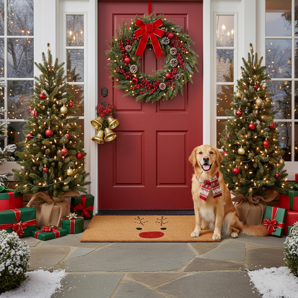 Rudolph Doormat, 24" x 36", Red/Black