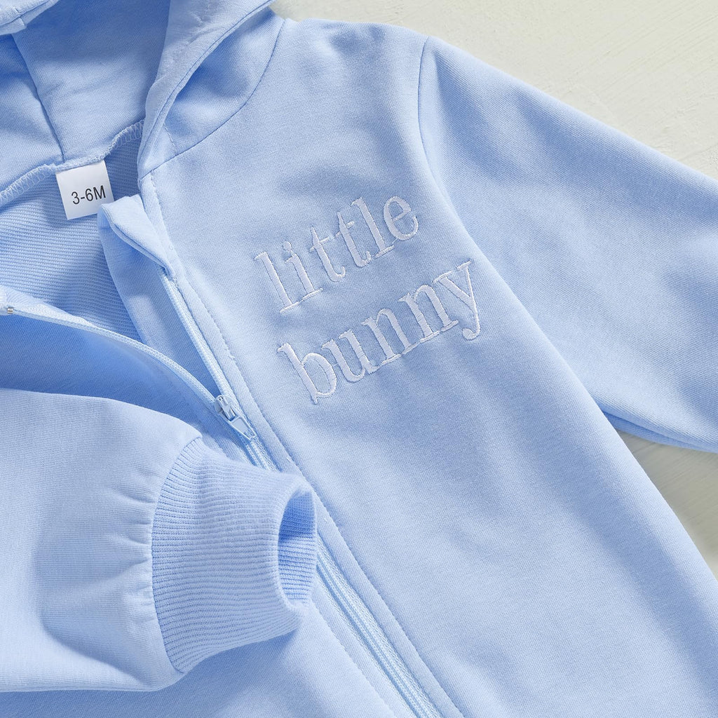 Newborn Baby Boy Girl Easter Outfit Bunny Ear Hoodie Romper Long Sleeve Jumpsuit Infant Spring Clothes (Little Bunny
