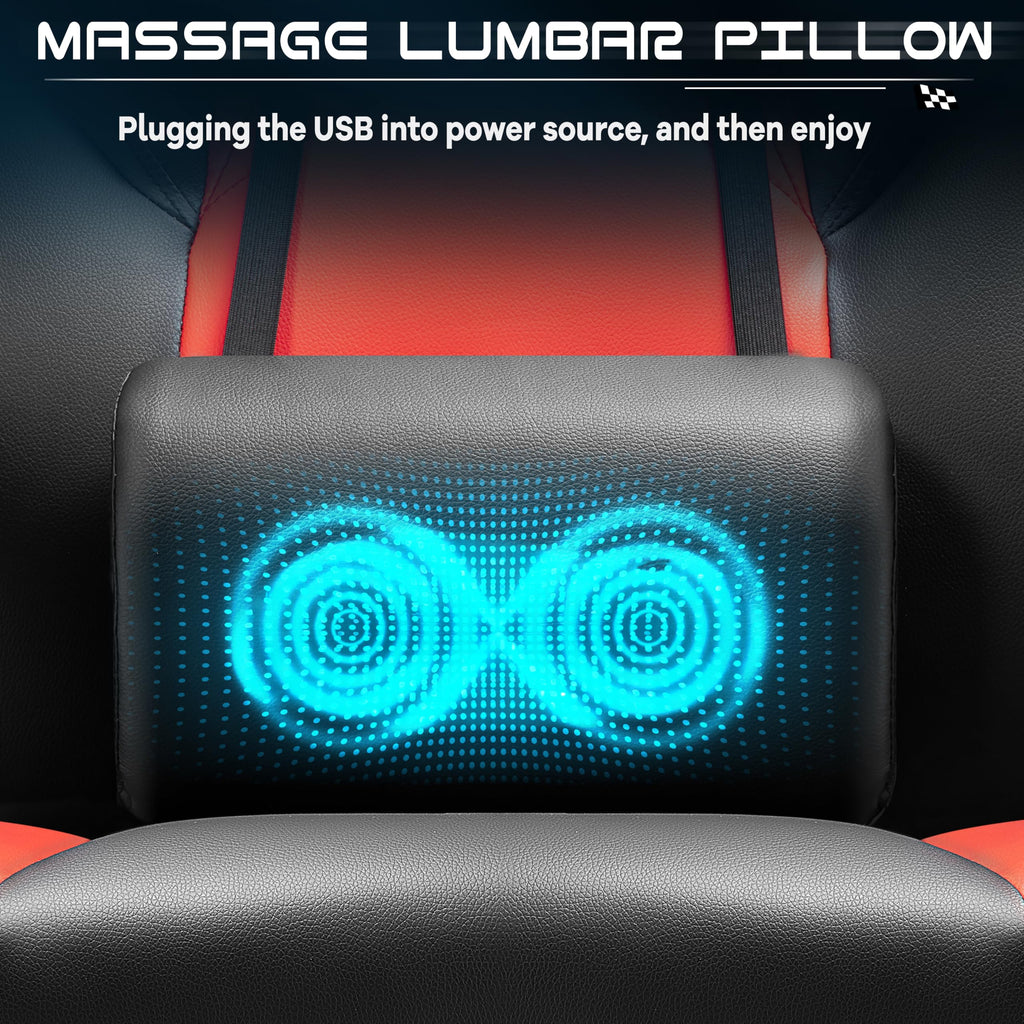 Gaming Chair with Footrest, Video Game Chair for Adults, Big and Tall Computer Chair with Massage Lumbar Support