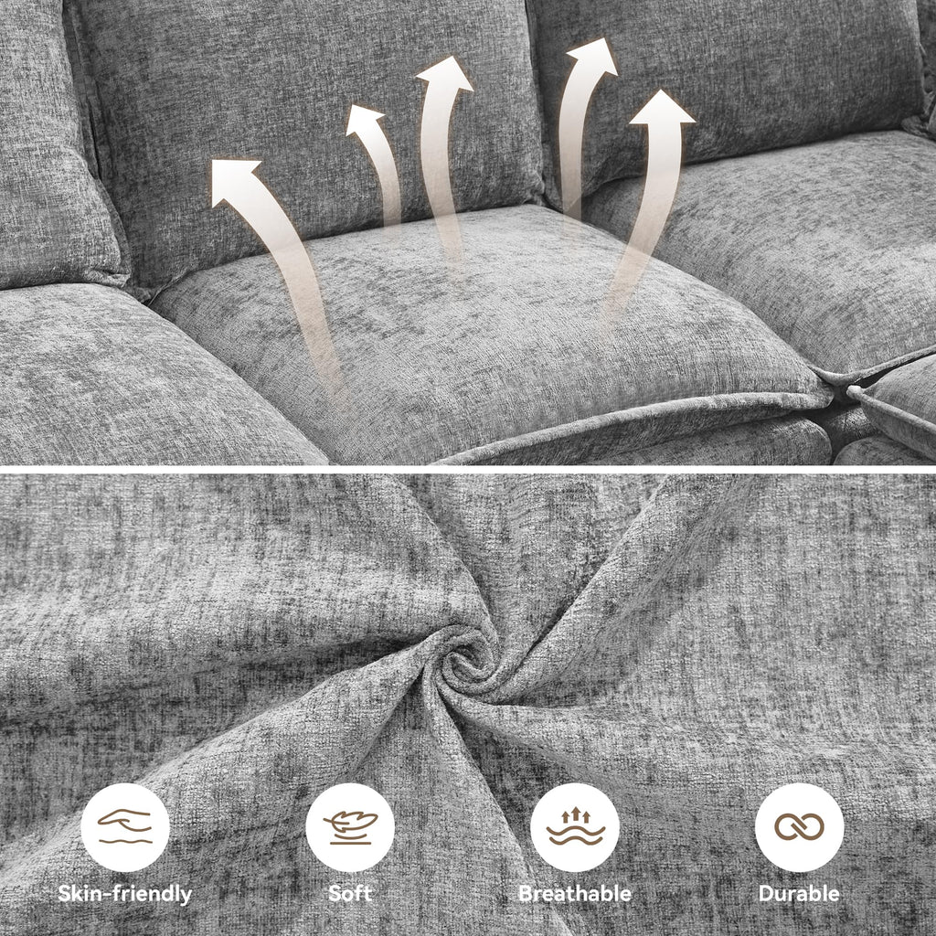 80" Cloud Modular 3 Seater Sofa with Storage, Modern Upholstered Storage Sofa Couch Deep Seat, Sectional Sofa