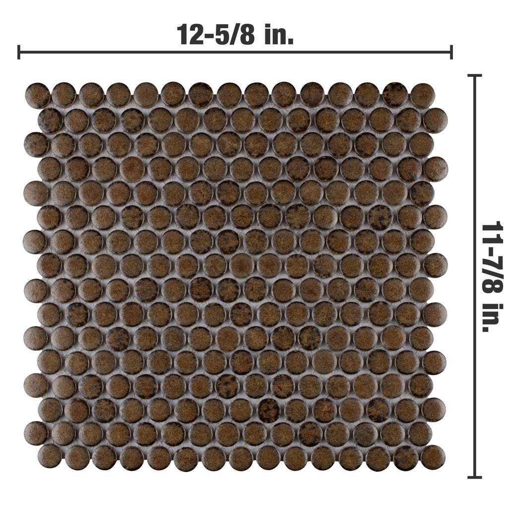 Hudson Penny Round Brownstone 11-7/8" x 12-5/8" Porcelain Floor & Wall Tile