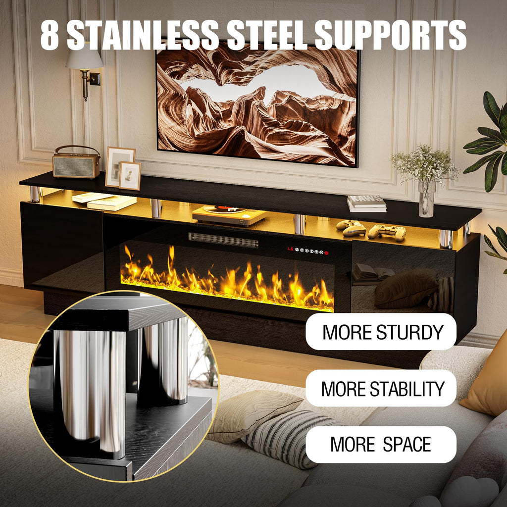 70" Modern Fireplace TV Stand with 40" Electric Fireplace