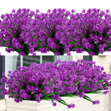 6 Bundles Artificial Flowers Lotus Outdoor Fake Flowers for Decoration UV Resistant No Fade Faux Plastic Plants