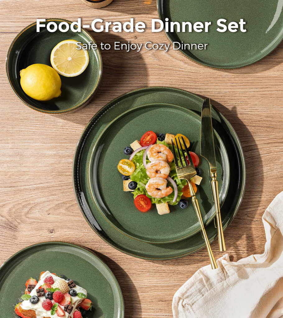 Stoneware Dinnerware Sets for 4, 12 Pieces Plates and Bowls Set
