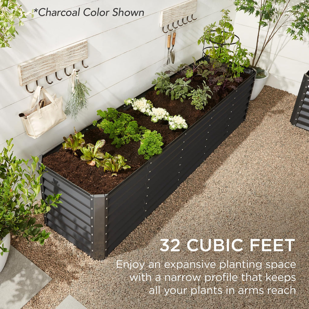 8x2x2ft Raised Outdoor Metal Garden Bed, Deep Root Box Planter for Vegetables, Flowers, Herbs, 240 Gallon Capacity