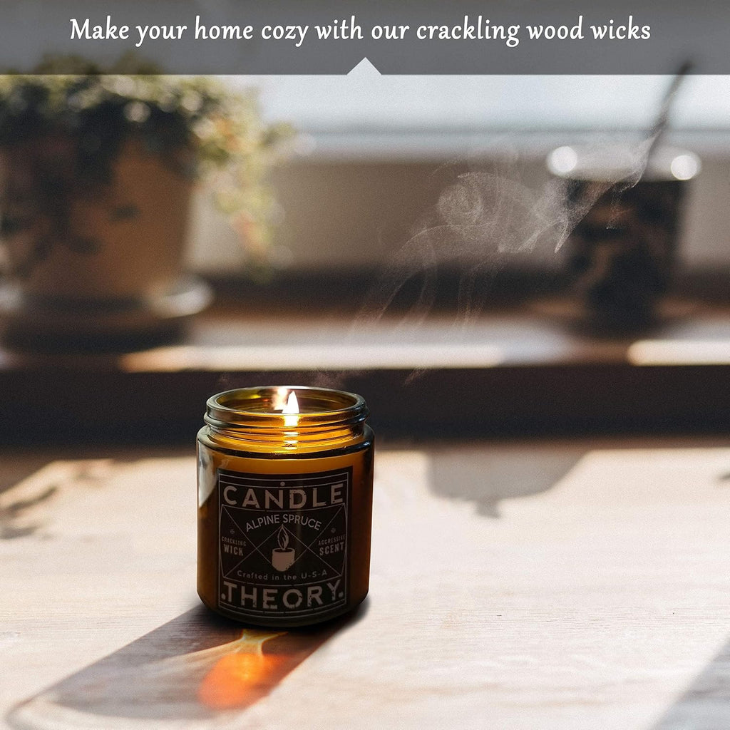 Scented Candle Gift Set with Crackling s 3, 4oz Candles, Misty Falls, Alpine Spruce, Spring Meadow - Set of 3