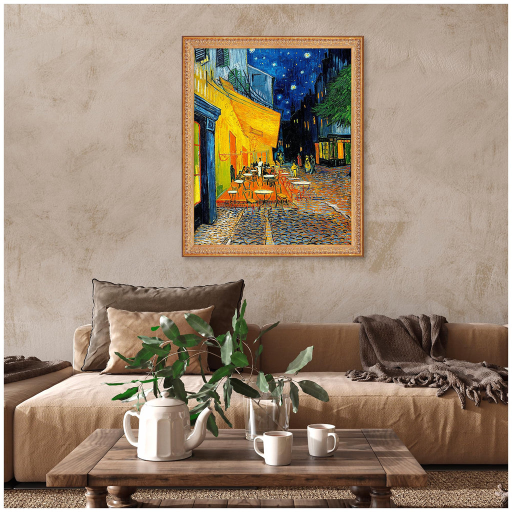 Café Terrace at Night by Vincent Van Gogh.Framed Size:40.5x34.5 inches, Image Size:36x30 inches Van Gogh.World