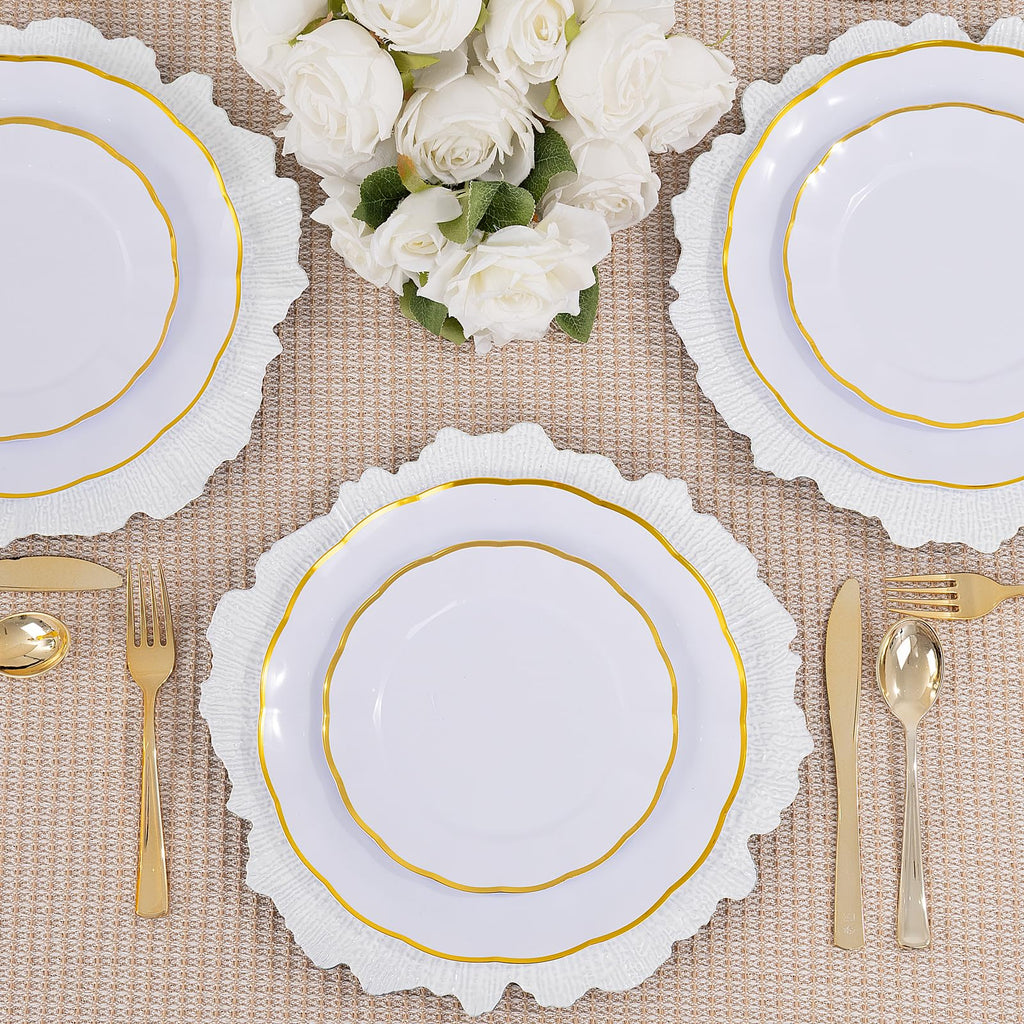 50 White Charger Plates Bulk for Wedding Dinners 13" Reef