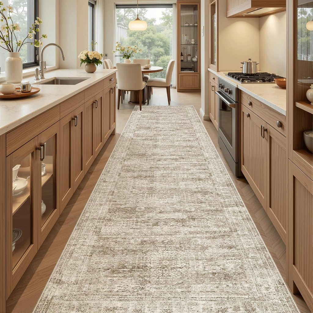 Runner Rug 2'6" x 10' Washable Non-Slip Runner Rugs for Kitchen Bathroom Laundry Room Vintage Ultra 