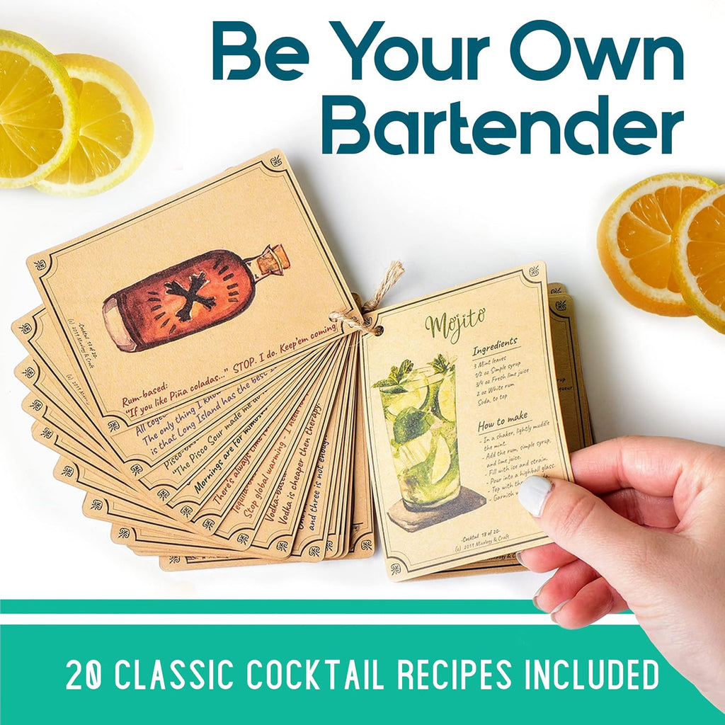 8-Piece Cocktail Shaker Set with Velvet Bag | Complete Kit for Bartenders | Includes Shaker with Strainer, Jigger - Set of 8