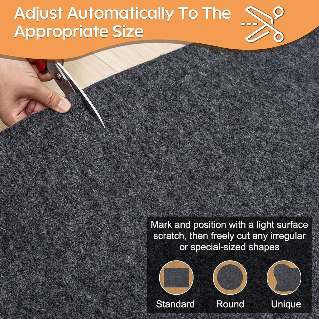 Felt Rug Pad - 1/2 9x12 Foot Extra Large Area Liner for All Floors and Trims, Thick Pad for Hardwood Floors Under - Set of 108