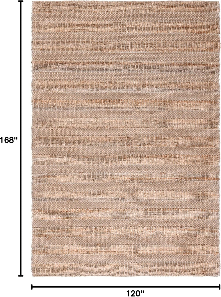 Natural Fiber Collection Area Rug - 10' x 14', Ivory & Natural, Handmade Boho Farmhouse Rustic Jute & Cotton Jute