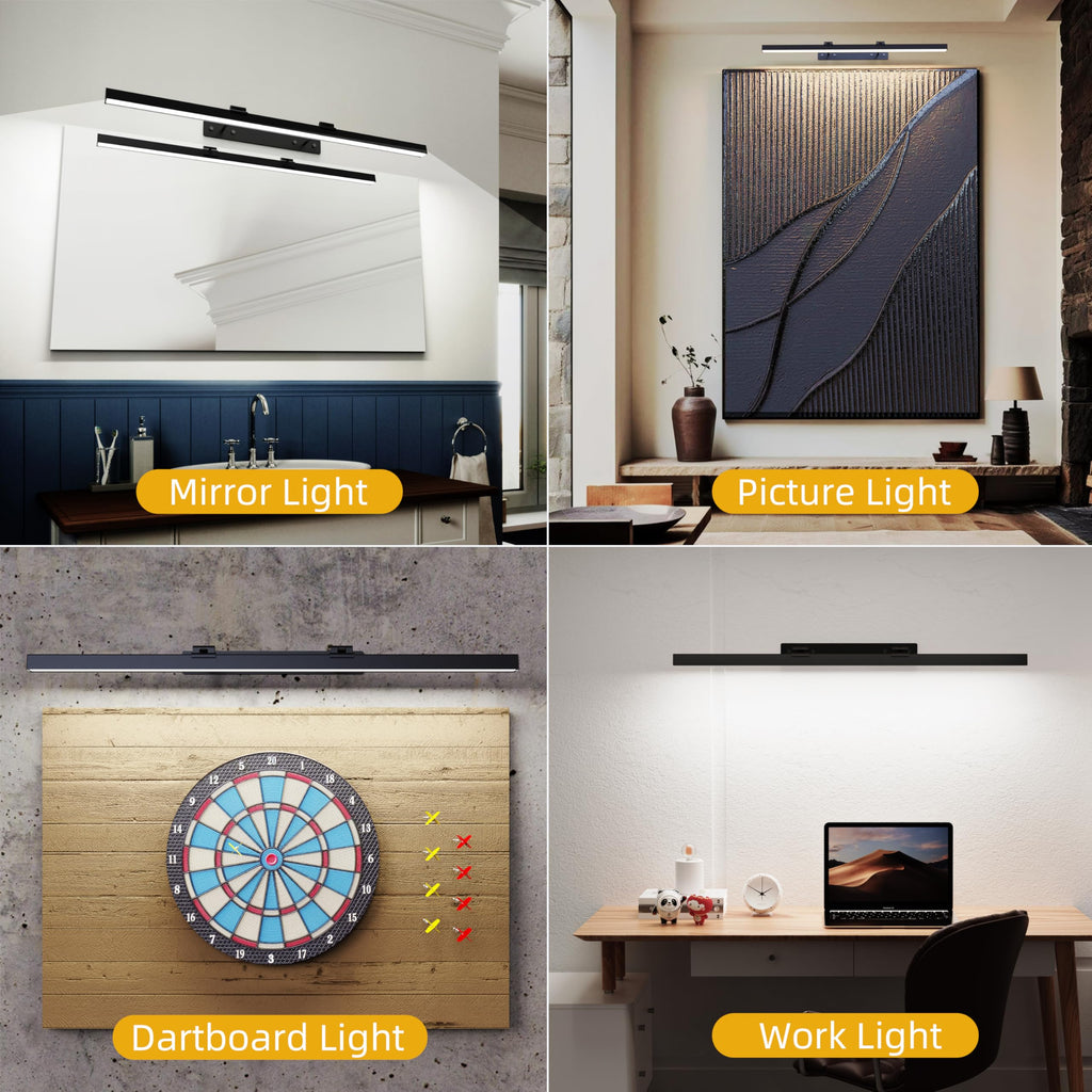 Large Battery Operated Wireless Picture Light,Rechargeable 39.4inch Painting Display Light,Remote Control Wall Lights