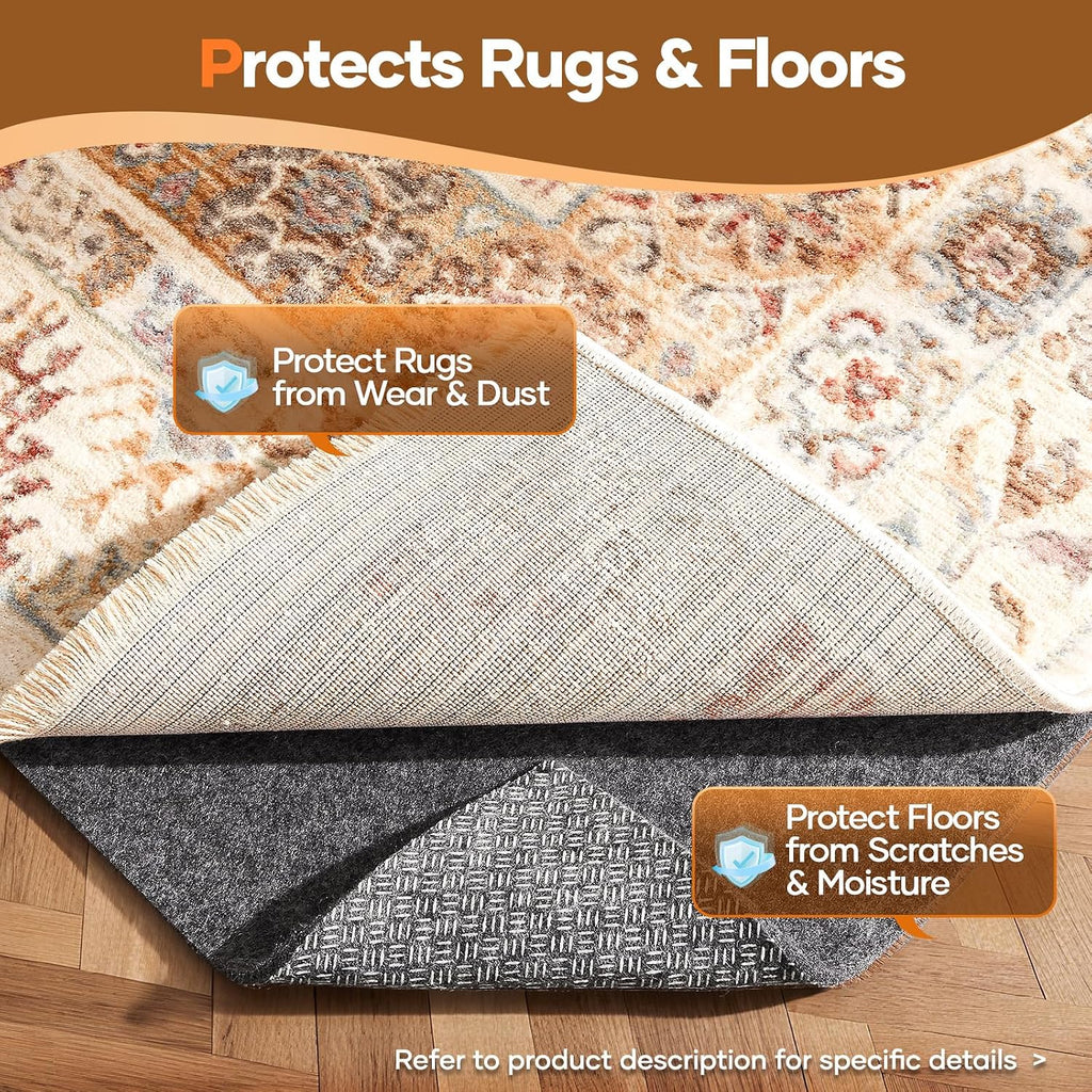 Non Slip Cushioned Rug Pad Gripper, Felt and Silicone Backing, 2 x 6 Ft, 1/4 inch Thick Runner Carpet Liner Protector - Set of 99