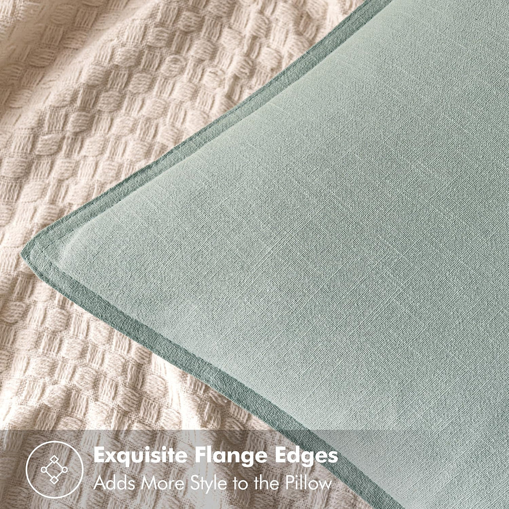 Decorative Linen Pillow Covers 18x18 Inch Aqua Green