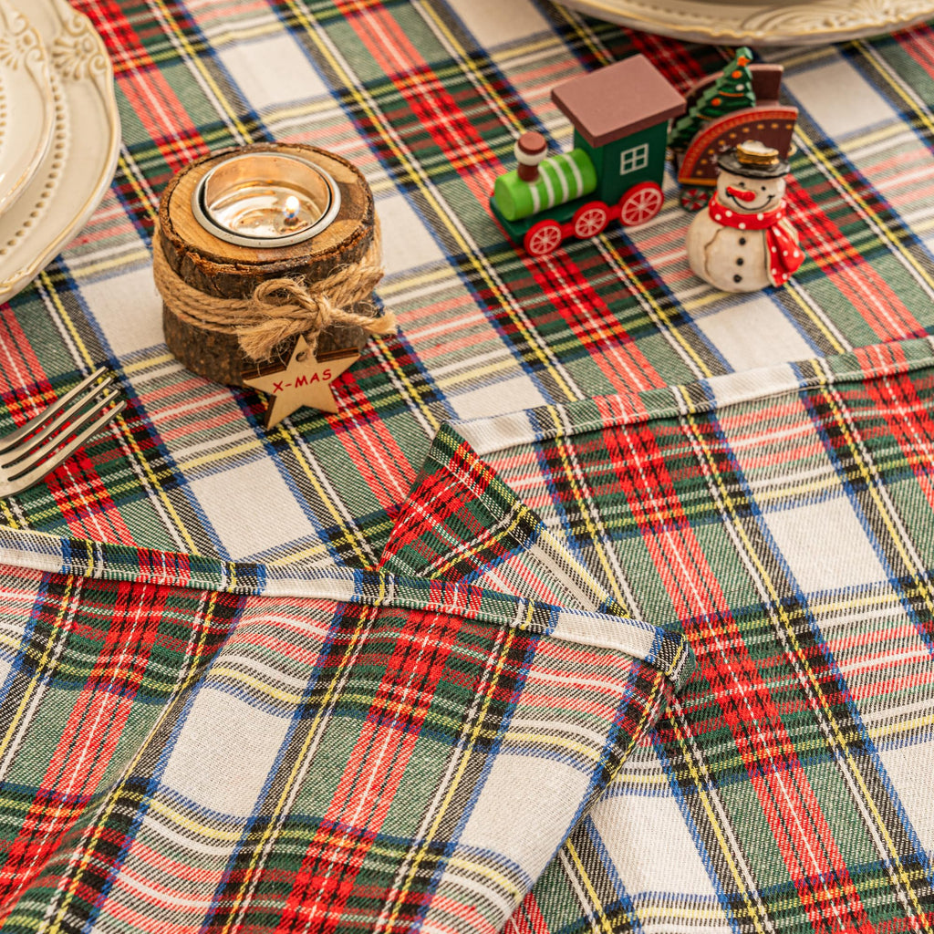 Red White Plaid Christmas Tablecloth Rectangle 60x84