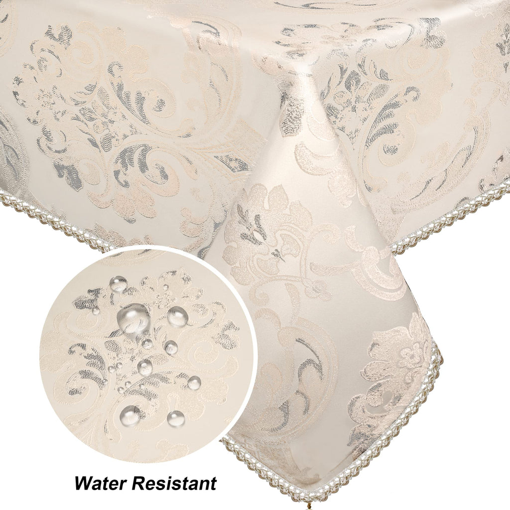 Jacquard Rectangle Tablecloth 60 x 120 Inches, Light Apricot