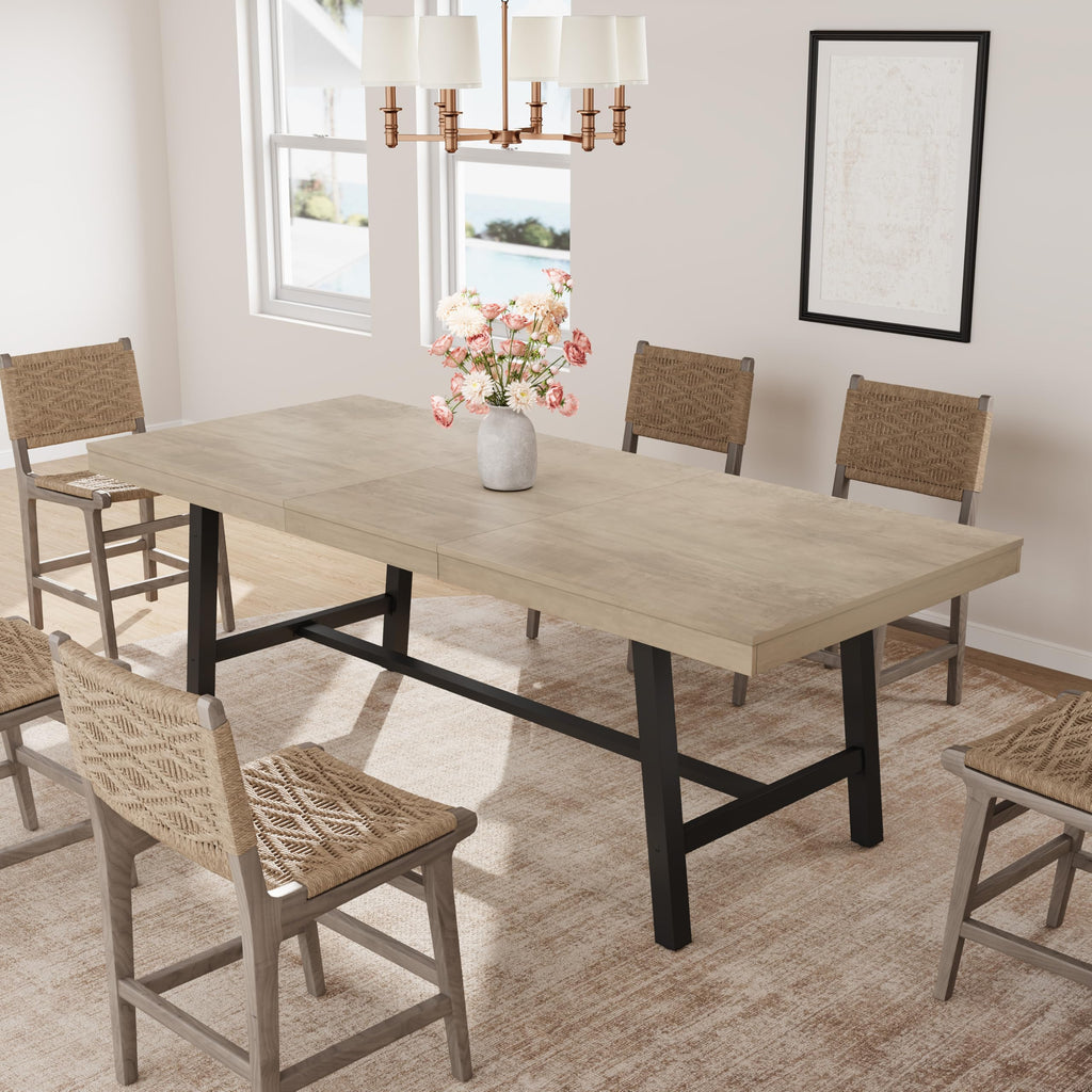 63-83" Extendable Kitchen Table, Butterfly Dining Table, Grey