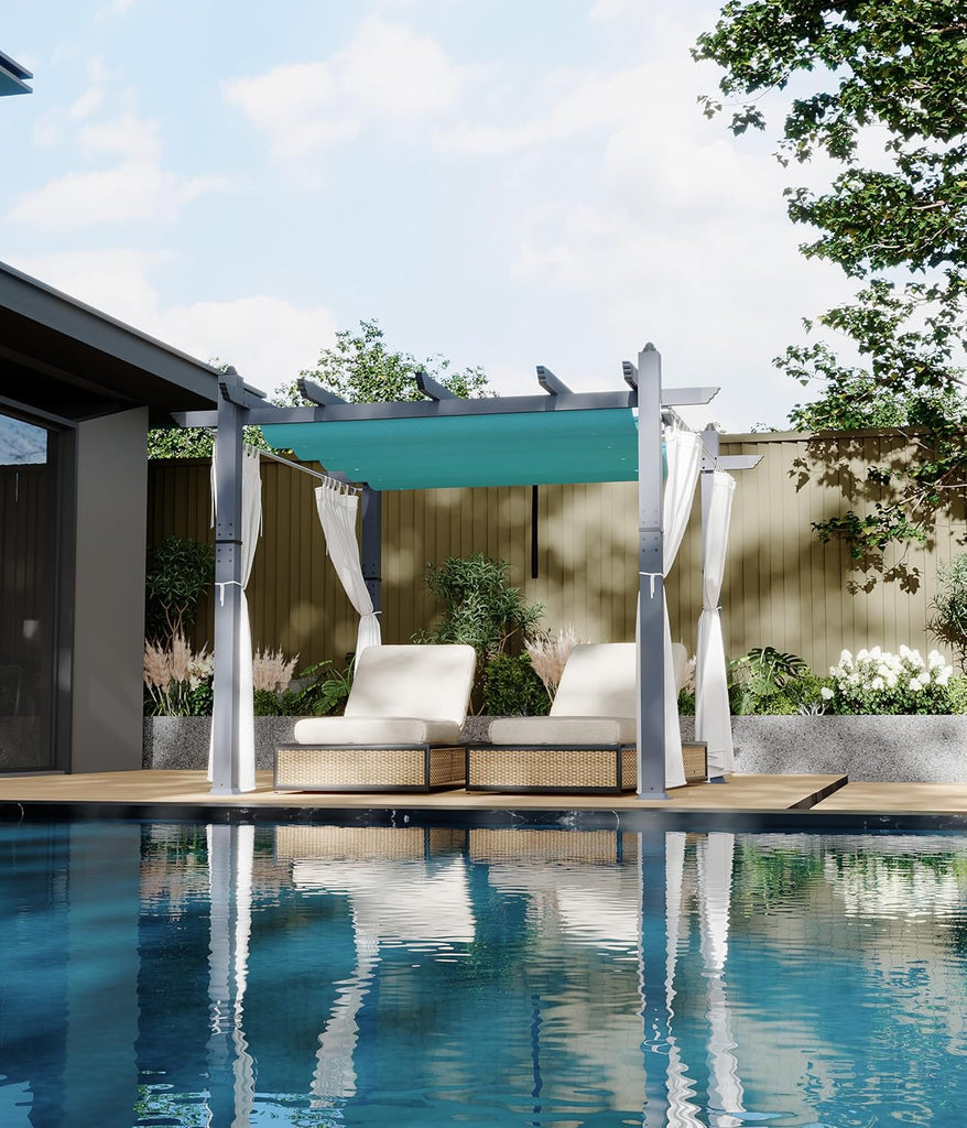 10x10 ft Aluminum Pergola, Outdoor Metal Gazebo with Adjusta - Image 2