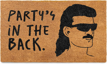 Party's in the Back Door Mat 30x17 Inch, Funny Welcome Mat Coir | Funny Home Decor, Conversation Starter, Natural