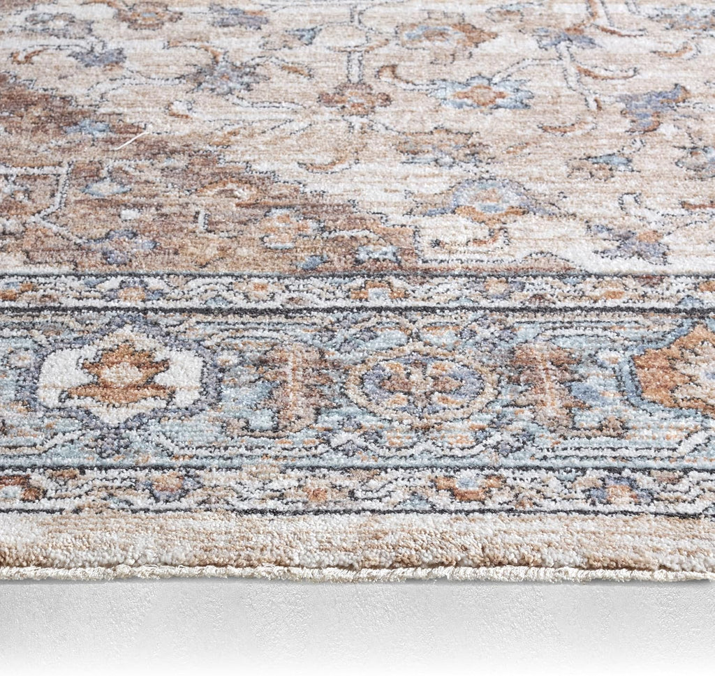 Heir LAR01 Medallion Tan and Blue Area Rug