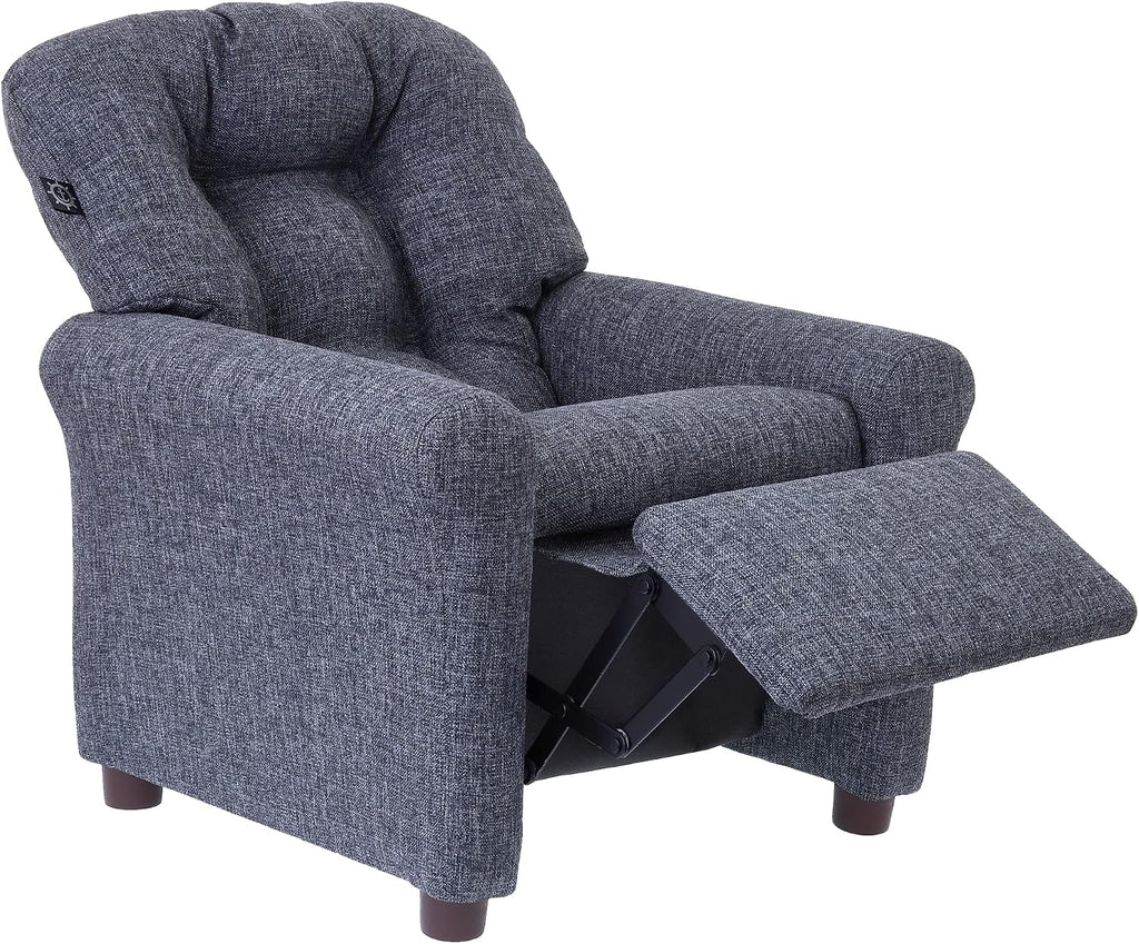 Traditional Kids Recliner Chair, Toddler Ages 1-5 Years, Polyester Linen, Gray