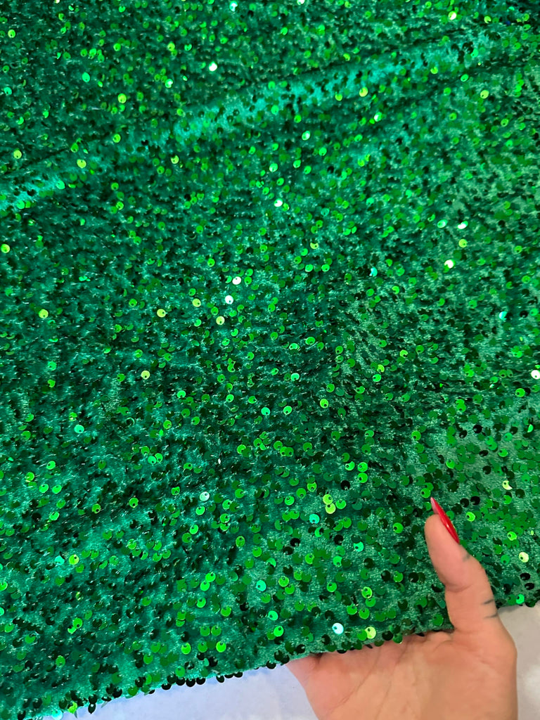 Sequin Velvet Fabric Soft Stretchy Cloth Glittering Sequins - Perfect for Dressmaking and Christmas Decor - 1 Yard of