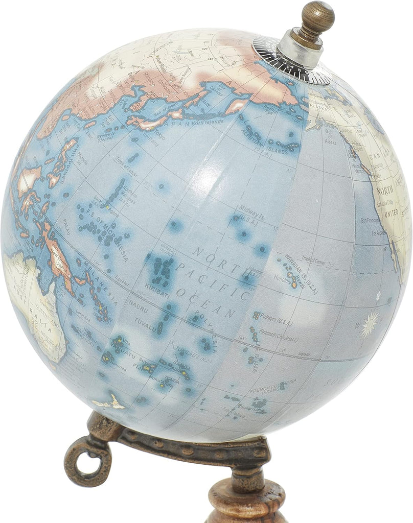 Plastic Globe with Wood Base, 5" x 5" x 10", Brown