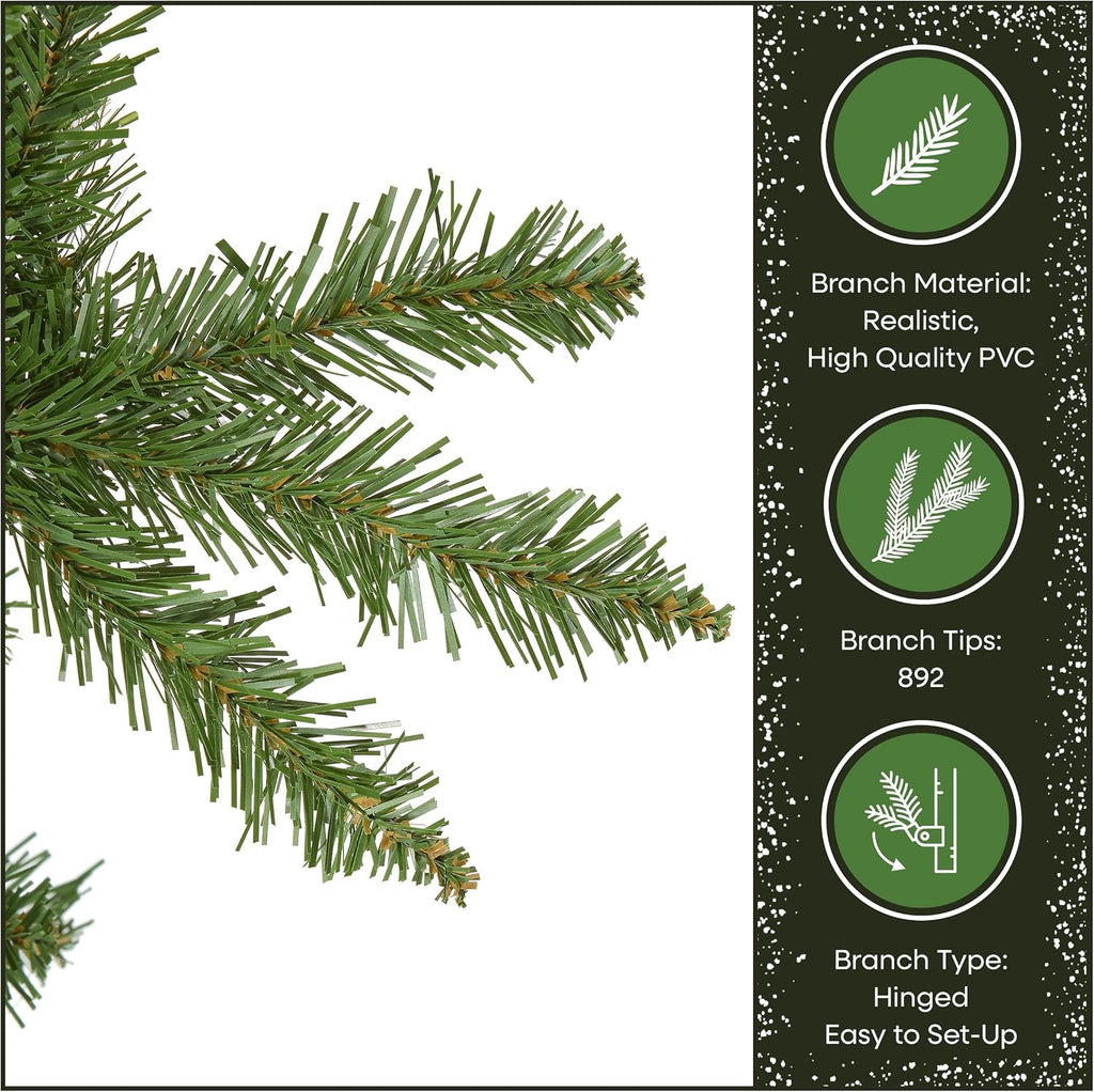 Tree Company 7ft Unlit Kingswood Fir Slim Christmas Tree | 892 Tips, Includes Stand, Artificial, Green