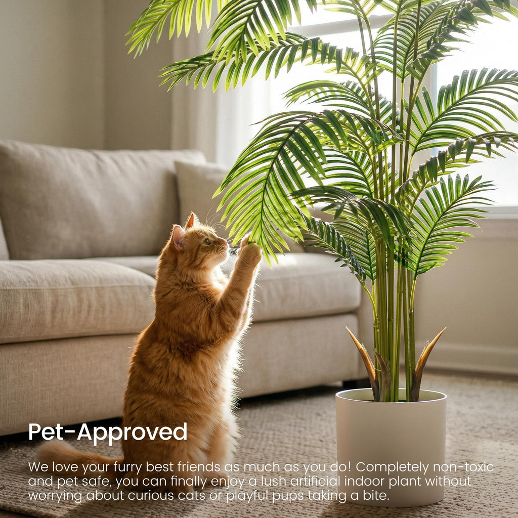 7ft 2-Pack Artificial Areca Palm Plants in Pots, 82.7in Fake Cane Palms