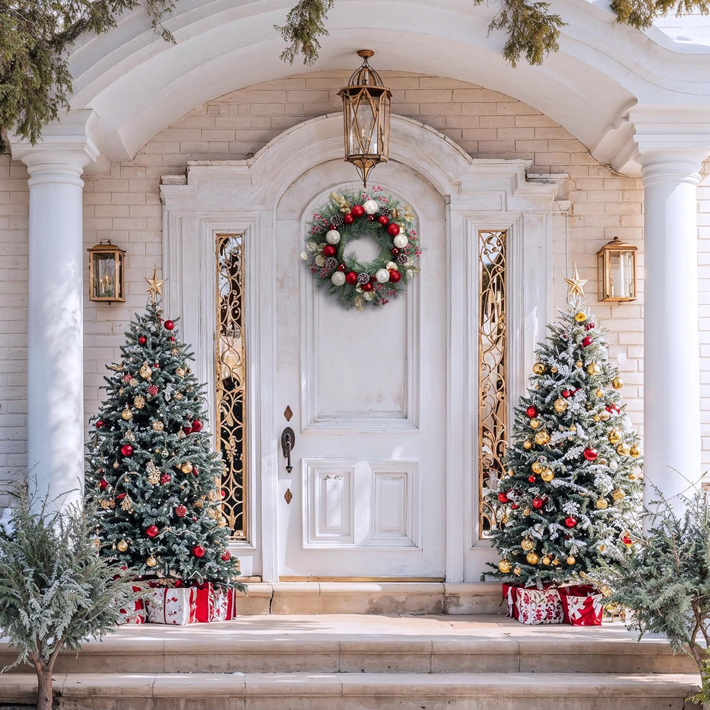 20" Pre-Lit Christmas Wreath for Front Door with Lights