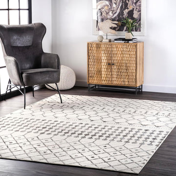 Zola Grey Trellis Power Loomed Area Rug, 5' x 8'