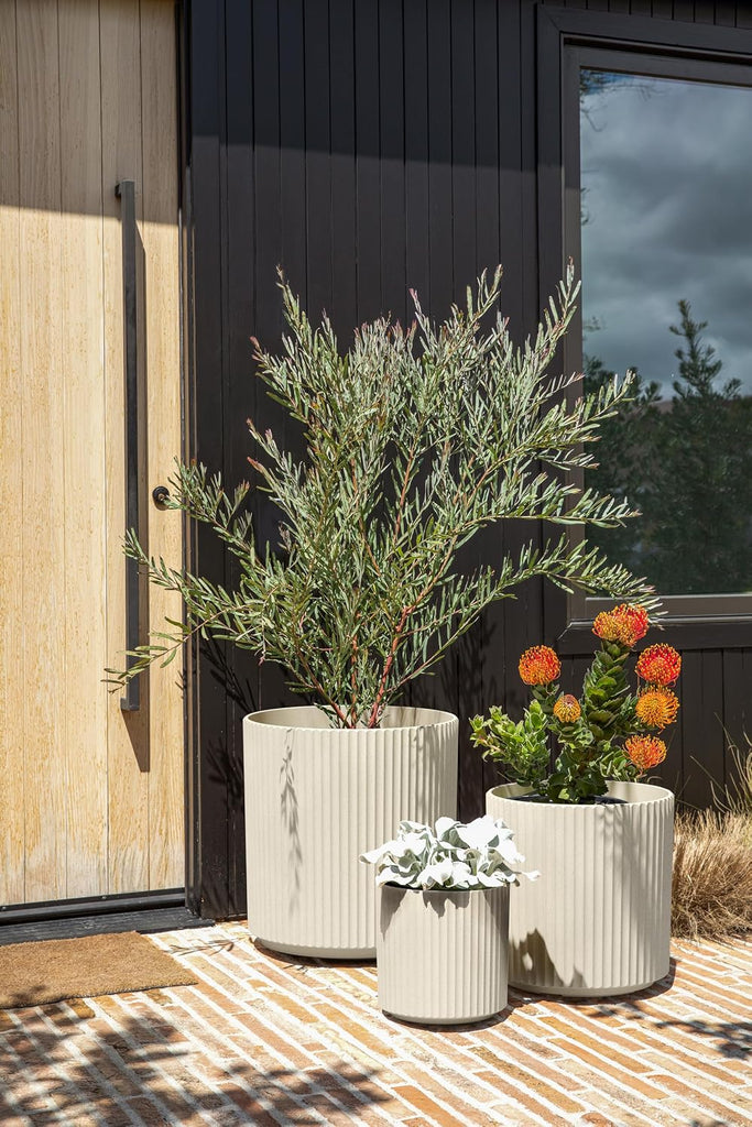Demi Series Set of 3 Round Planters for Porch, Patio, Backyard | Durable -Concrete Material | Modern Décor for Tall
