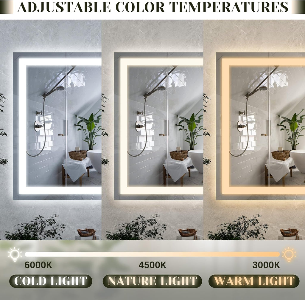 32x 22 Inch Large Lighted Vanity Mirror with Dimmable 3 Modes, LED Makeup Mirror ＆ Dressing Room, Tabletop or Wall