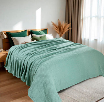 100% Soft Premium Combed Cotton Thermal Blankets - Soft Cozy Warm Cotton Blanket- Bed Throw Blanket- Bed