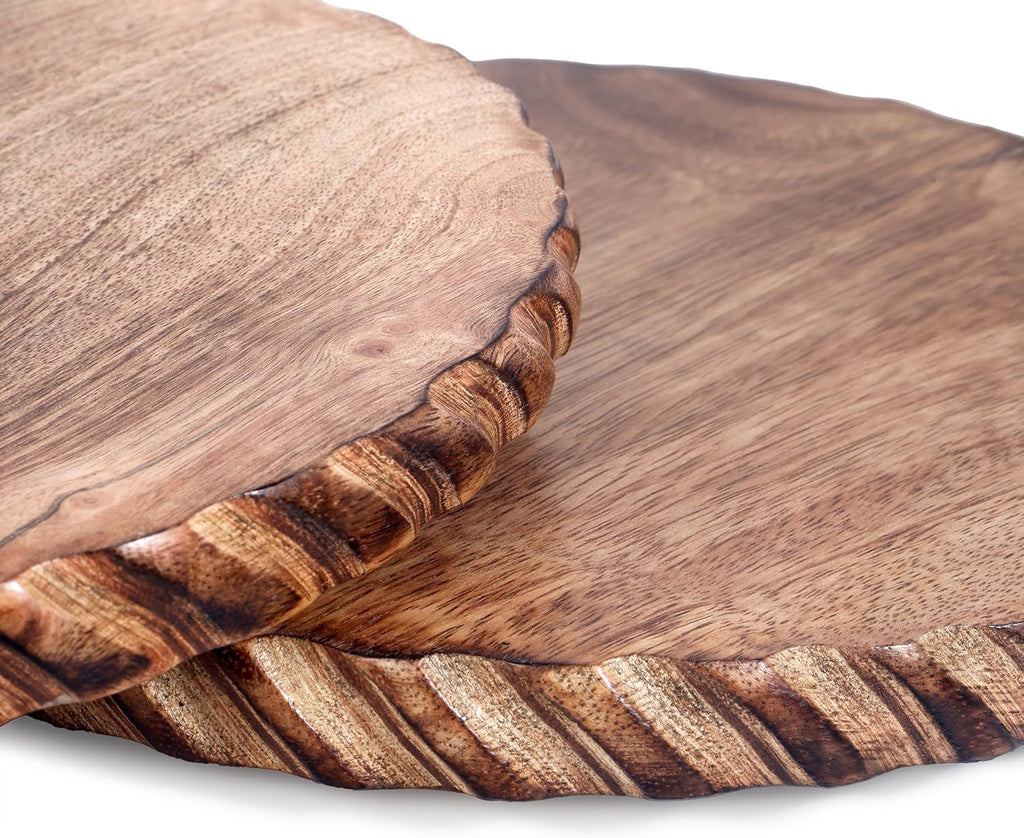 Wooden Round Trivet for Hot Dishes Plates & Pots Holder Hot Pad & Dining Table Décor Cookware Heat - Set of 2