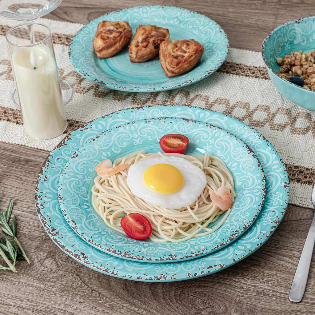 12-Piece Dinnerware Set, set of 4, 100% Melamine Dishes Dining Set
