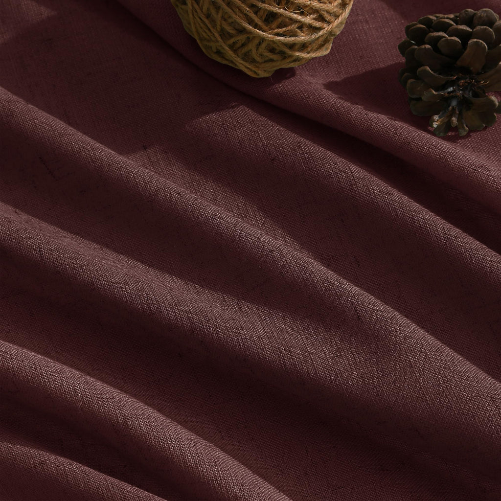 Extra Long Curtain Reddish Brown Morden Linen Blend Light Filtering Back Tab Curtains for Long Winodws 120 Inches