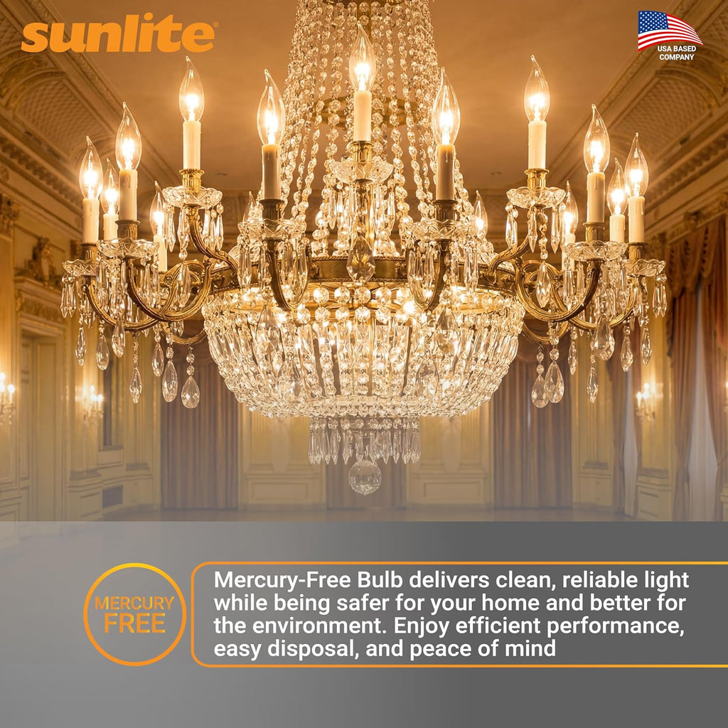 Incandescent Petite Clear Chandelier Light Bulb, 15 Watts, 105 Lumens, Candelabra E12 Base, Flame Tip, 2600K Warm