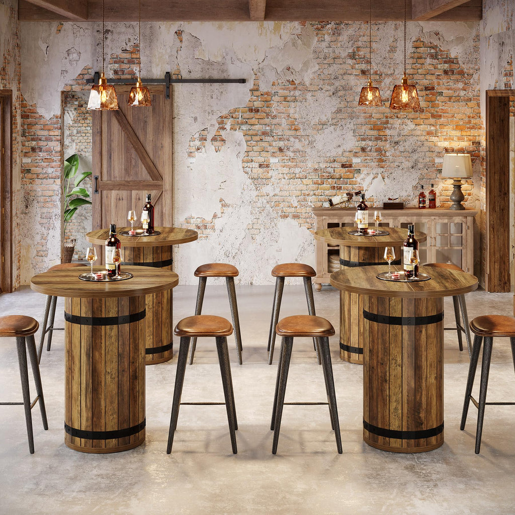 Round Bar Table, 39.4-Inch Bar Height, Bistro Pub Table