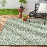 Patio Country Danica Transitional Geometric Indoor/Outdoor Area Rug, Green/Beige, 5'2"x7'2"