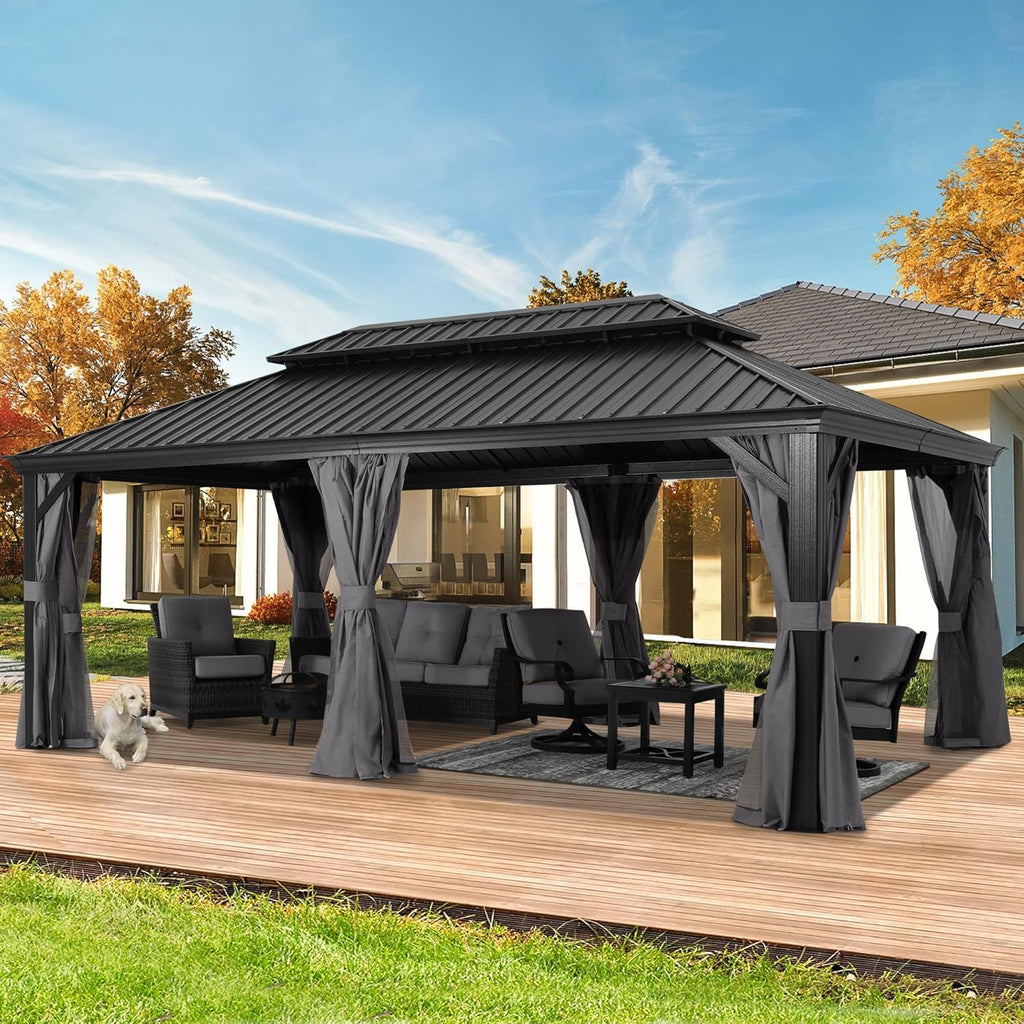 Hardtop Gazebo 12x20 - Outdoor Metal Hard Top Gazebo
